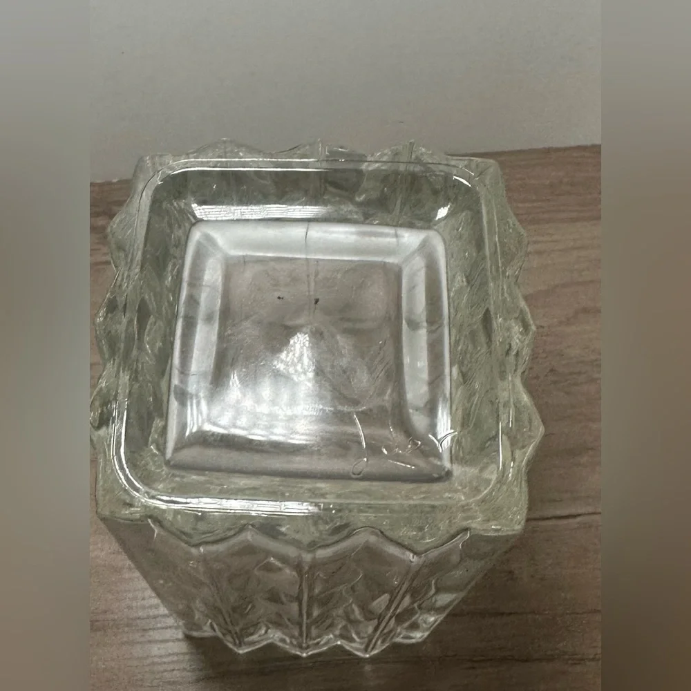 Vintage Luay Signed‎ Wave Pattern Tall Heavy Square Glass Vase.